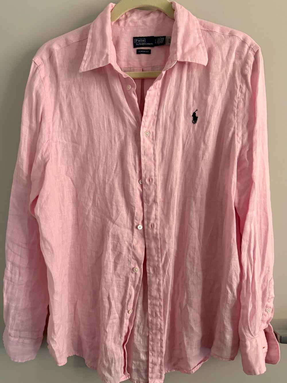 Polo by Ralph Lauren women’s Pink Button-Down Linen Shirt